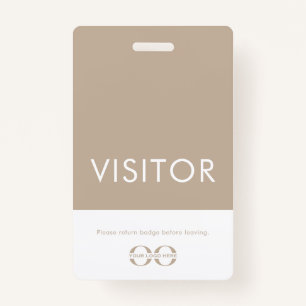 Company Logo Visitor Badge Beige
