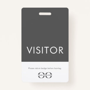 Company Logo Visitor Badge Grey