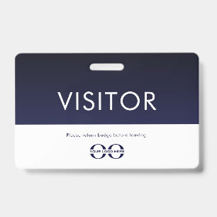 Company Logo Visitor Badge Navy Blue