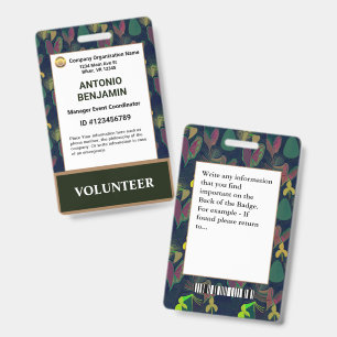 Company Logo Volunteer Modern ID Identification Badge