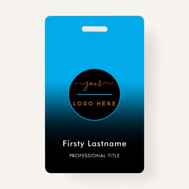 Company Logo with First and Last Names Bar Code Ba Badge (Front)