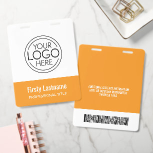 Company Logo with First and Last Names Bar Code Badge