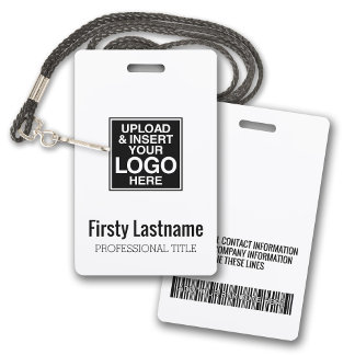 Company Logo with First and Last Names Bar Code Badge