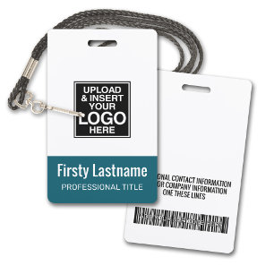 Company Logo with First and Last Names Bar Code Badge
