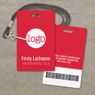 Company Logo with First and Last Names Bar Code Badge
