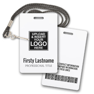 Company Logo with First and Last Names Bar Code Badge