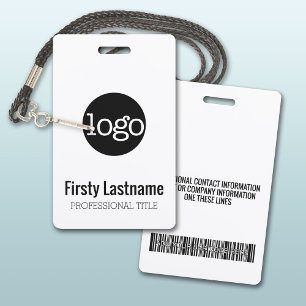 Company Logo with First and Last Names Bar Code Badge