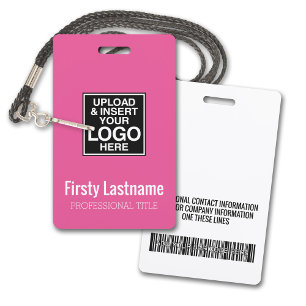 Company Logo with First and Last Names Bar Code Badge
