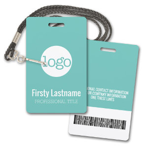 Company Logo with First and Last Names Bar Code Badge