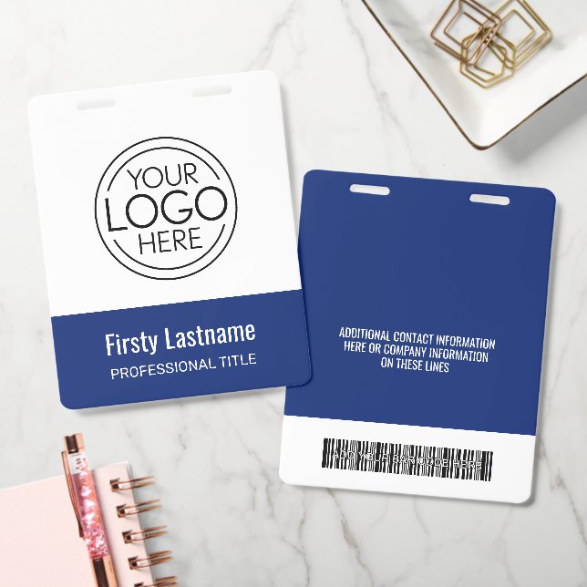 Company Logo with First and Last Names Bar Code Badge (Office)