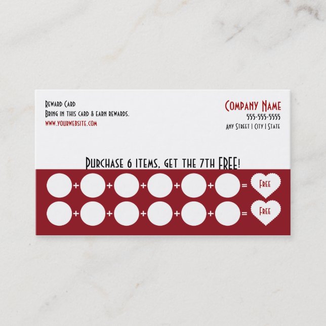 Company Loyalty Business Card Punch Card (Front)