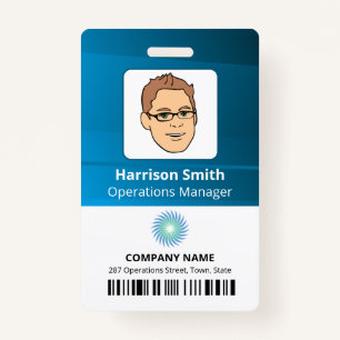 Company Manager Employee ID With Logo And Barcode Badge