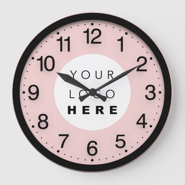 Company Minimalism Black Rose Custom Logo Large Clock (Front)