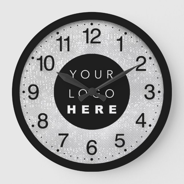 Company Minimalism  Custom Logo Gray Silver Large Clock (Front)