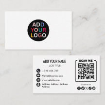 Company Minimalist Business Card | Custom Logo QR 