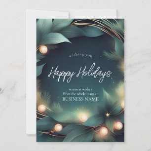 Company Modern Holiday Wreath Logo Card