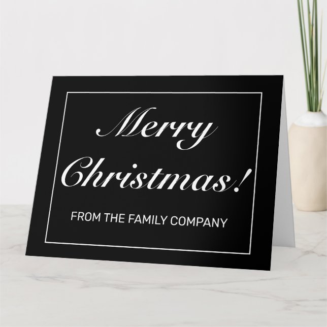 Company Modern Minimalist Black Christmas Greeting Card (Front)