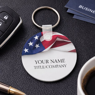 Company Name American Flag Business  Keychain