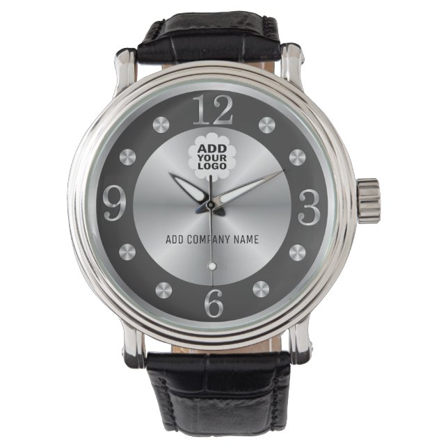 Company Name And Logo Corporate Promotional Silver Watch (Front)