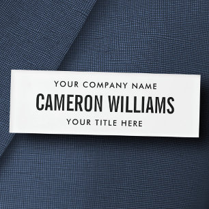 Company, name and title white magnetic name tag
