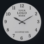 Company Name Business Logo Branded Promo Grey Large Clock<br><div class="desc">Wall Clocks with company logo make unique corporate promotional gifts. Personalize with your business name and logo. The logo clocks also make great gifts of appreciation for employees.</div>