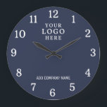 Company Name Business Logo Corporate Blue Branded Large Clock<br><div class="desc">Wall Clocks with company logo make unique corporate promotional gifts. Personalize with your business name and logo. The logo clocks also make great gifts of appreciation for employees.</div>