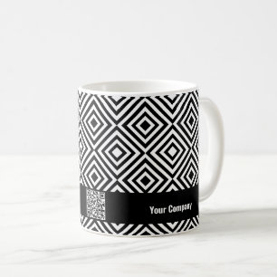 Company Name QR-code Website Black & White Pattern Coffee Mug