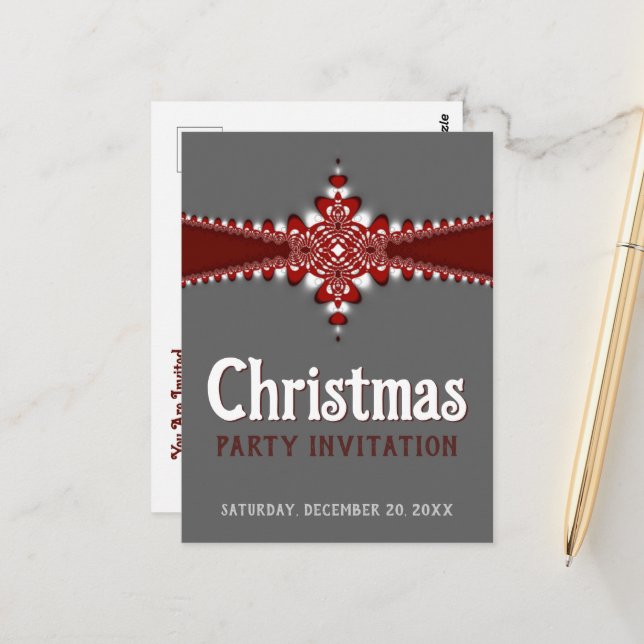 Company Office Stylish Christmas Party Invite Postcard (Front/Back In Situ)