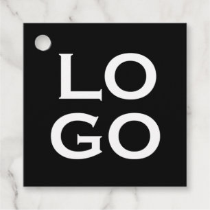 Company or Business Custom Logo on Black Favour Tags