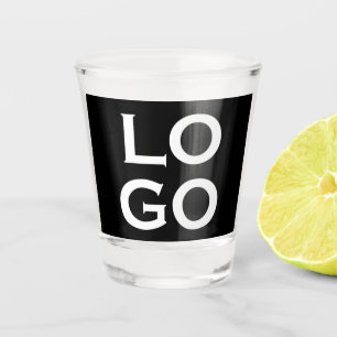 Company or Business Custom Logo on Black Shot Glass