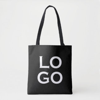 Company or Business Custom Logo on Black Tote Bag