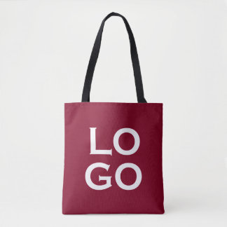 Company or Business Custom Logo on Burgundy Tote Bag