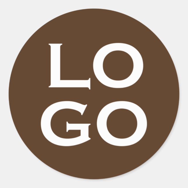 Company or Business Custom Logo on Chocolate Brown Classic Round Sticker (Front)