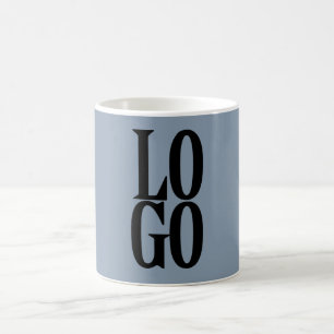 Company or Business Custom Logo on Dusty Blue Coffee Mug
