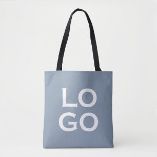 Company or Business Custom Logo on Dusty BLue Tote Bag