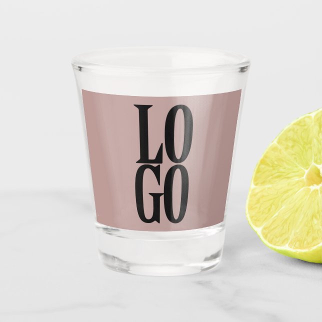 Company or Business Custom Logo on Dusty Pink Shot Glass (Front)