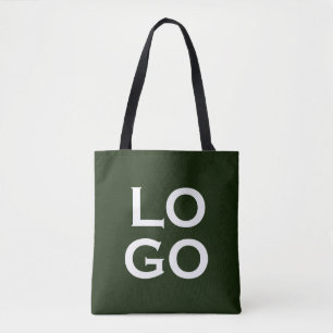 Company or Business Custom Logo on Forest Green Tote Bag