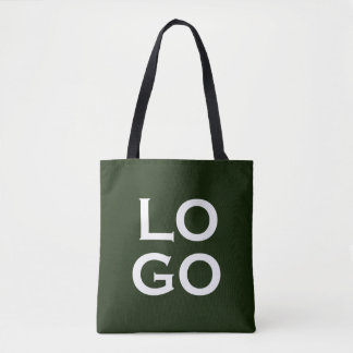 Company or Business Custom Logo on Forest Green Tote Bag