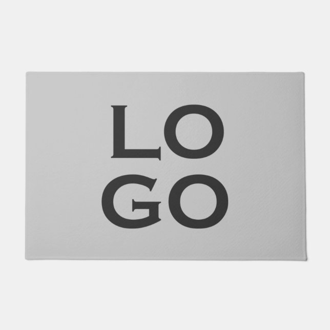 Company or Business Custom Logo on Gray Doormat (Front)