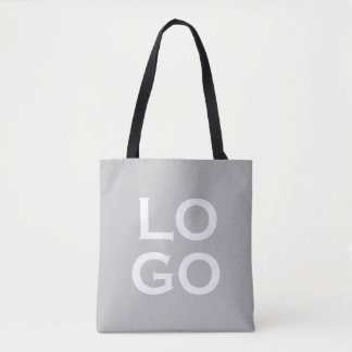 Company or Business Custom Logo on Grey Tote Bag