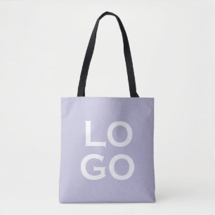 Company or Business Custom Logo on Light Purple Tote Bag