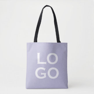 Company or Business Custom Logo on Light Purple Tote Bag