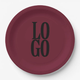 Company or Business Custom  Logo on Merlot Paper Plate