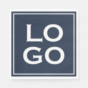 Company or Business Custom Logo on Navy Blue Napkin