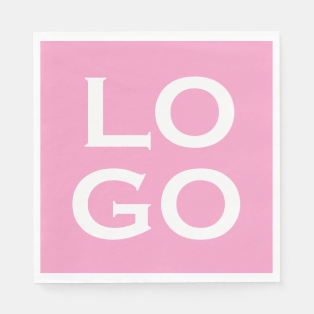 Company or Business Custom Logo on Pink Napkin (Front)