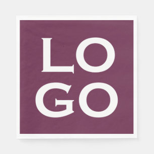 Company or Business Custom Logo on Plum Purple Napkin