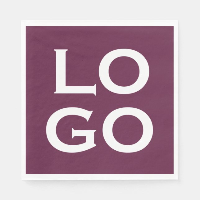 Company or Business Custom Logo on Plum Purple Napkin (Front)