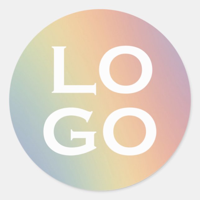 Company or Business Custom Logo on Rainbow Classic Round Sticker (Front)