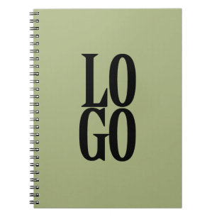 Company or Business Custom Logo on Sage Green Notebook