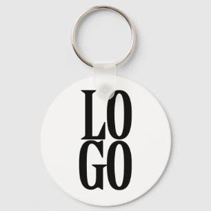 Company or Business Custom Logo on White Keychain